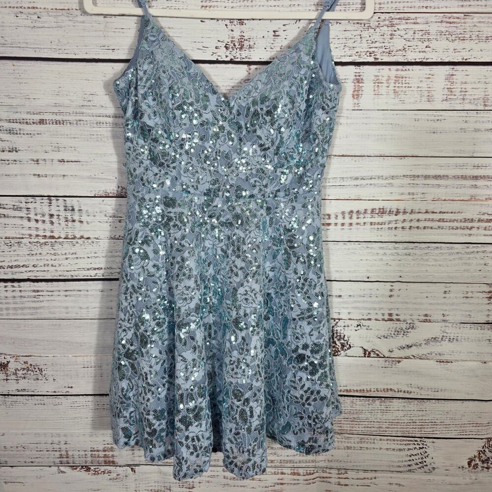 Winsor Baby Blue Sequin Scroll Party Dress Size 9